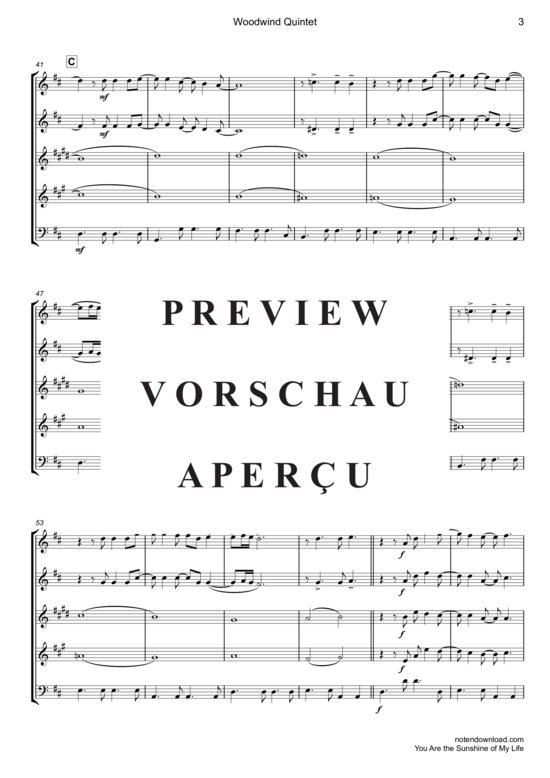 Produktgalerie: Seite 4 von 18 You Are the Sunshine of My Life , Wonder, Stevie, (Holzbläser Quintett)