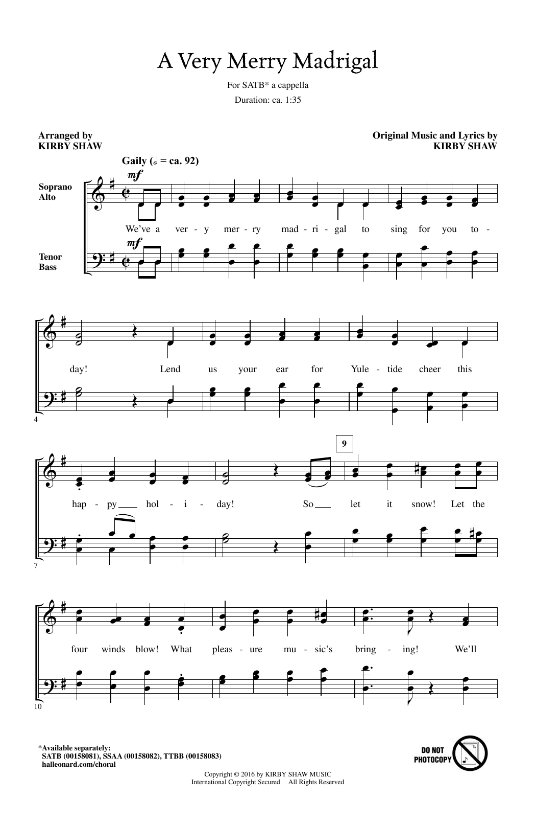 Product gallery: Page 1 of 1 A Very Merry Madrigal, Kirby Shaw