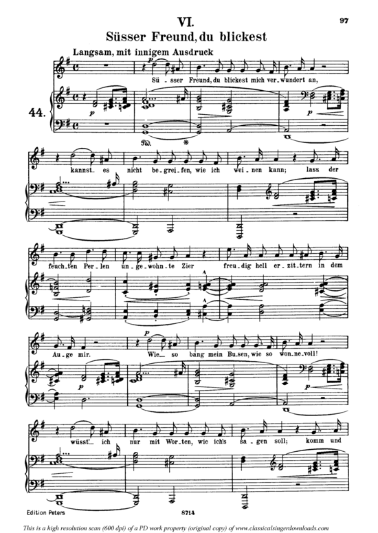 gallery: Süsser Freund, du blickest, Op.42 No.6 , , (Gesang mittel + Klavier)