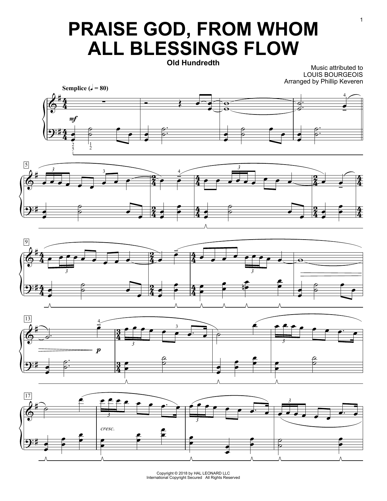 Product picture to: Praise God, From Whom All Blessings Flow (arr. Phillip Keveren)