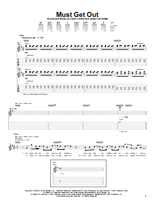Produktgalerie: Seite 1 von 1 Must Get Out, Maroon 5, Gitarre