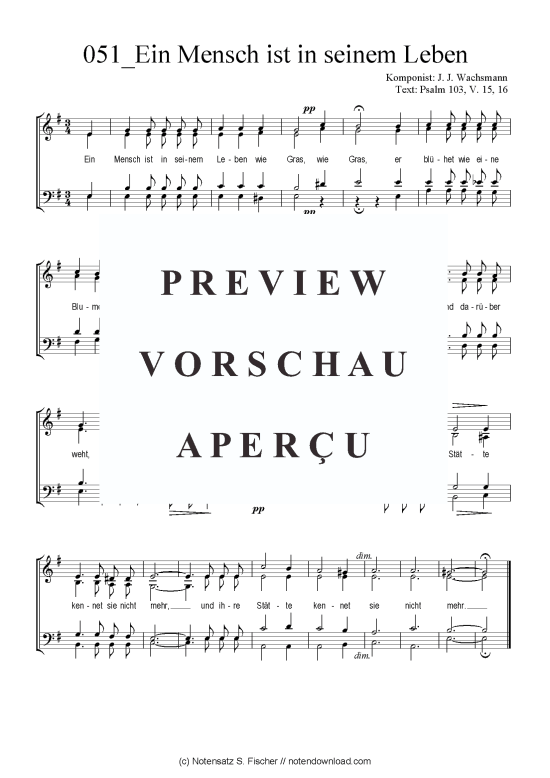 Product picture to: Ein Mensch ist in seinem Leben J. J. Wachsmann / Psalm 103, V. 15, 16