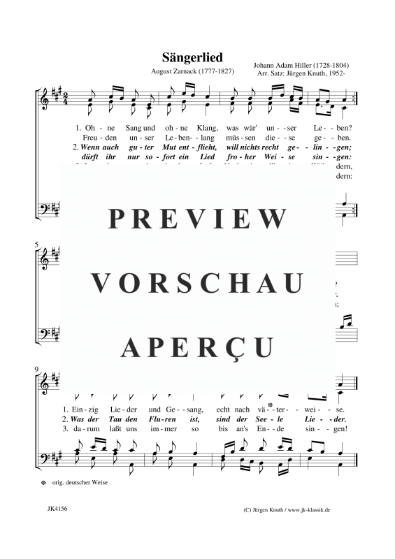 Sängerlied Ohne Sang und ohne Klang