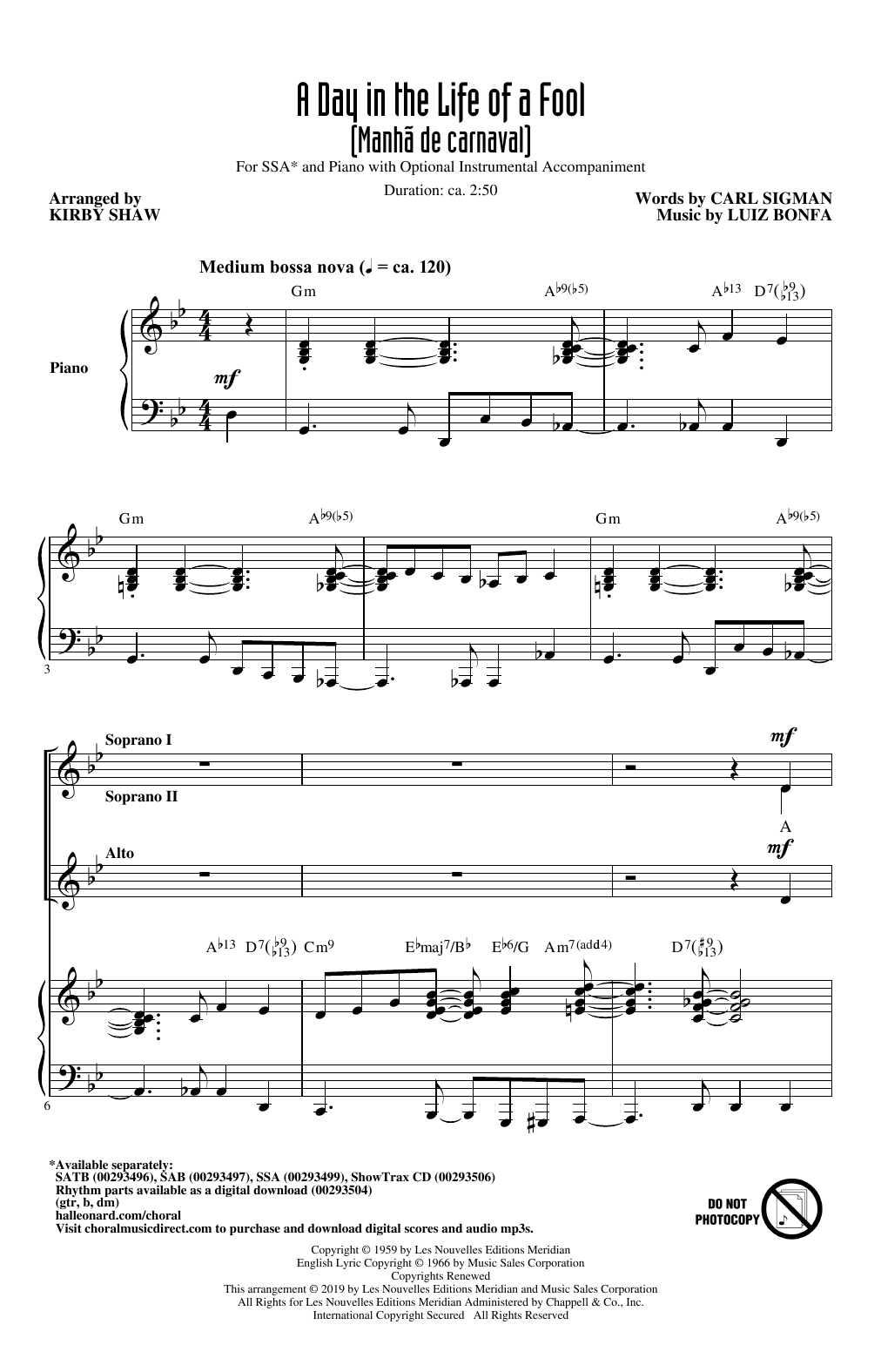 Produktgalerie: Seite 1 von 1 A Day In The Life Of A Fool (Manha De Carnaval) (arr. Kirby Shaw), Carl Sigman & Luiz Bonfa, Chor