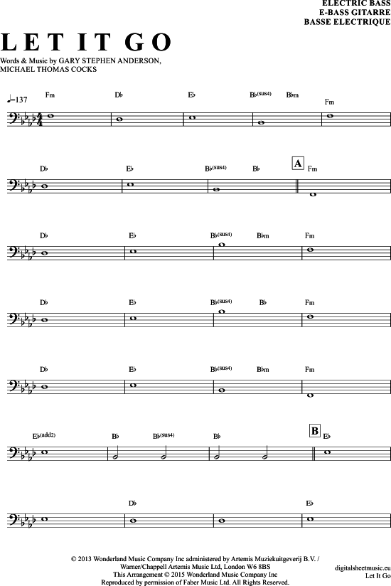 Product gallery: Page 1 of 5 Let it go , Menzel, Idina, Bass Guitar