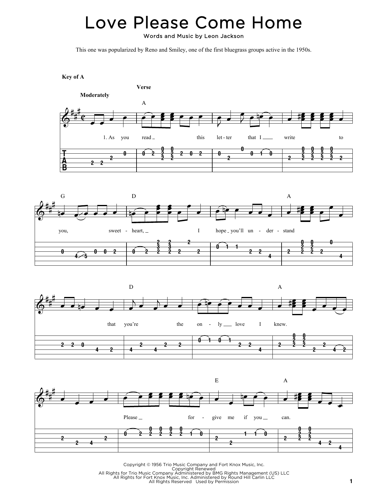 Produktgalerie: Seite 1 von 1 Love Please Come Home (arr. Fred Sokolow), Leon Jackson, Gitarre