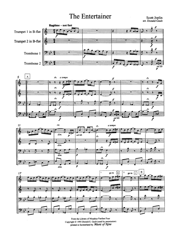 Produktgalerie: Seite 1 von 10 The Entertainer, , Blechbläser Quartett