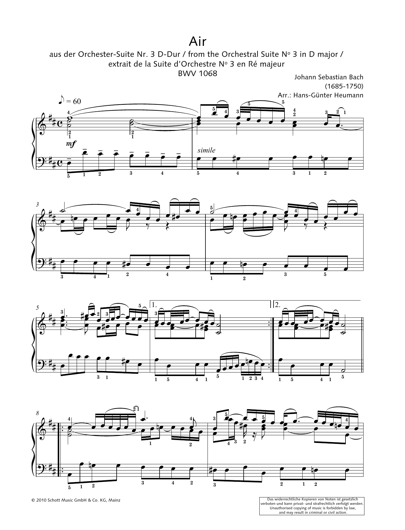 Produktgalerie: Seite 1 von 1 Air, Johann Sebastian Bach, Klavier