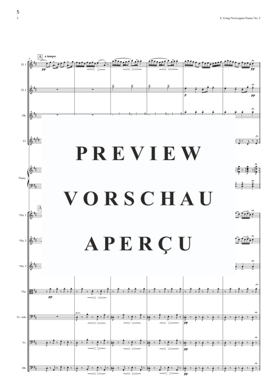 Produktgalerie: Seite 7 von 11 Norwegian Dance No. 2 - Simplified version for youth chamber orchestra in D major with reduced wind scoring, , Jugendkammerorchester