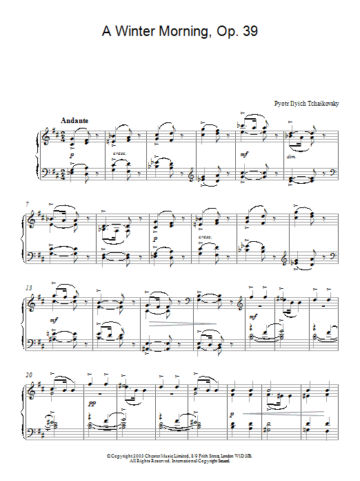 Product gallery: Page 1 of 1 A Winter Morning, Op. 39, Pyotr Il'yich Tchaikovsky
