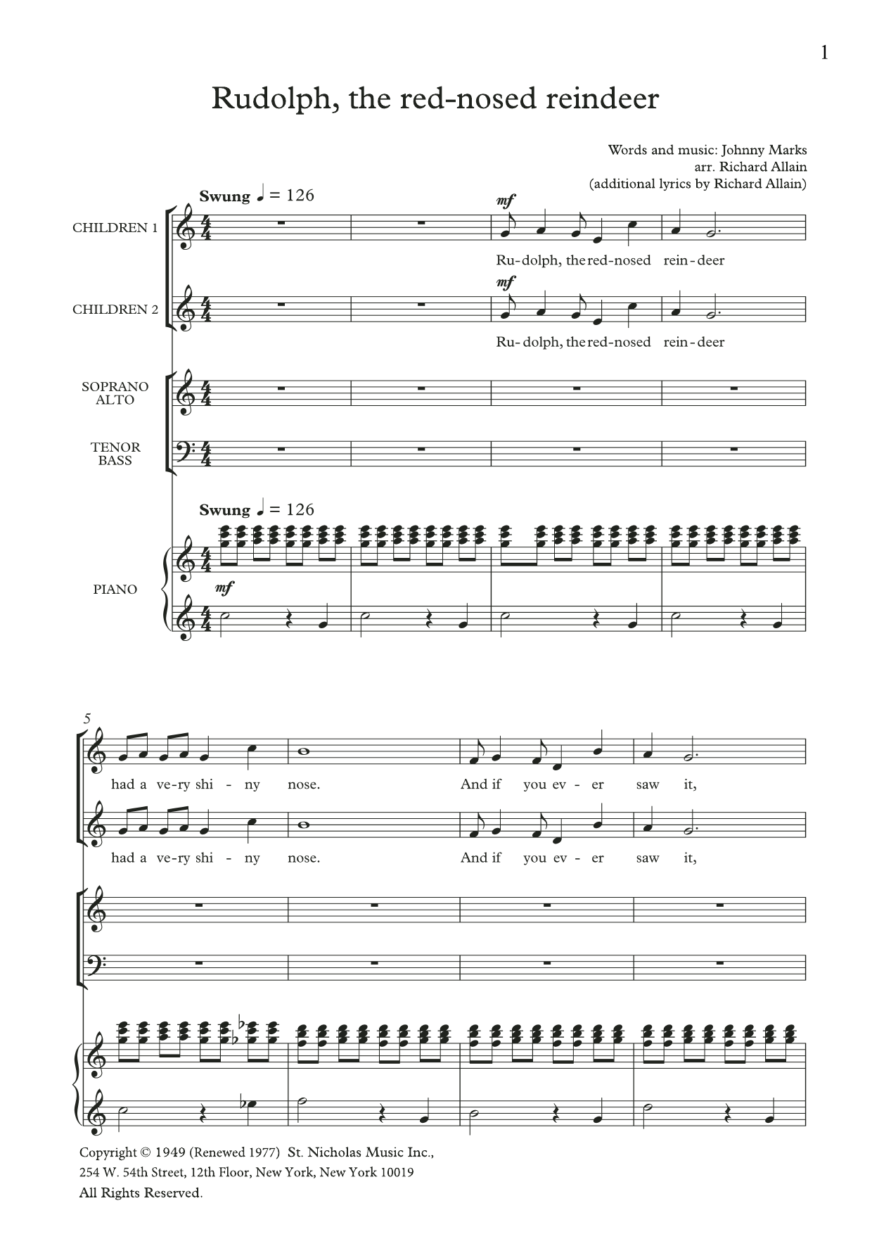 Product picture to: Rudolph The Red-Nosed Reindeer (arr. Richard Allain)