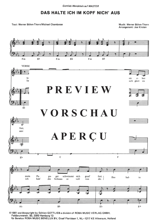 Produktgalerie: Seite 4 von 4 Das halte ich im Kopf nich' aus , Wendehals, Gottlieb, Klavier und Gesang