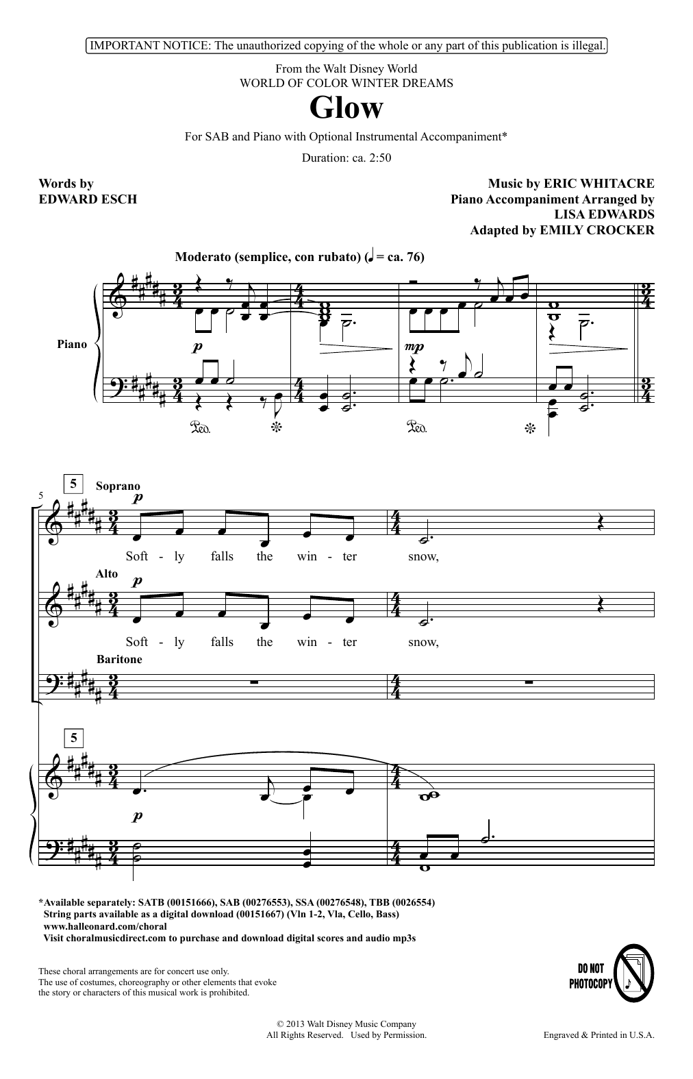Produktbild zu: Glow (arr. Emily Crocker)