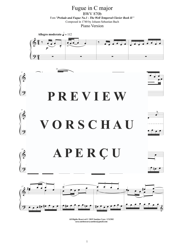 Produktgalerie: Seite 2 von 5 Fuge in C-Dur BWV 870b, , Klavier Solo