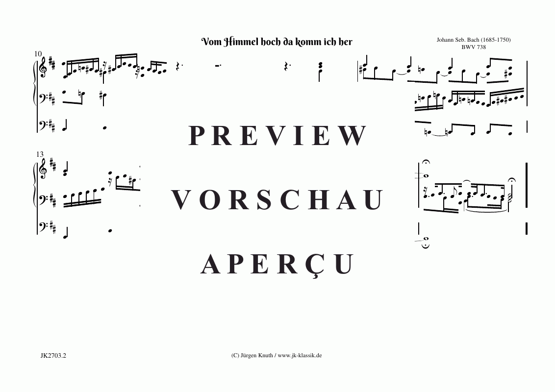 Product gallery: Page 3 of 3 Vom Himmel hoch da komm ich her BWV 738 , , (Orgel Solo)
