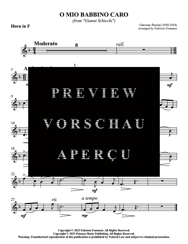 Produktgalerie: Seite 8 von 9 O Mio Babbino Caro, , (Horn in F und Klavier)