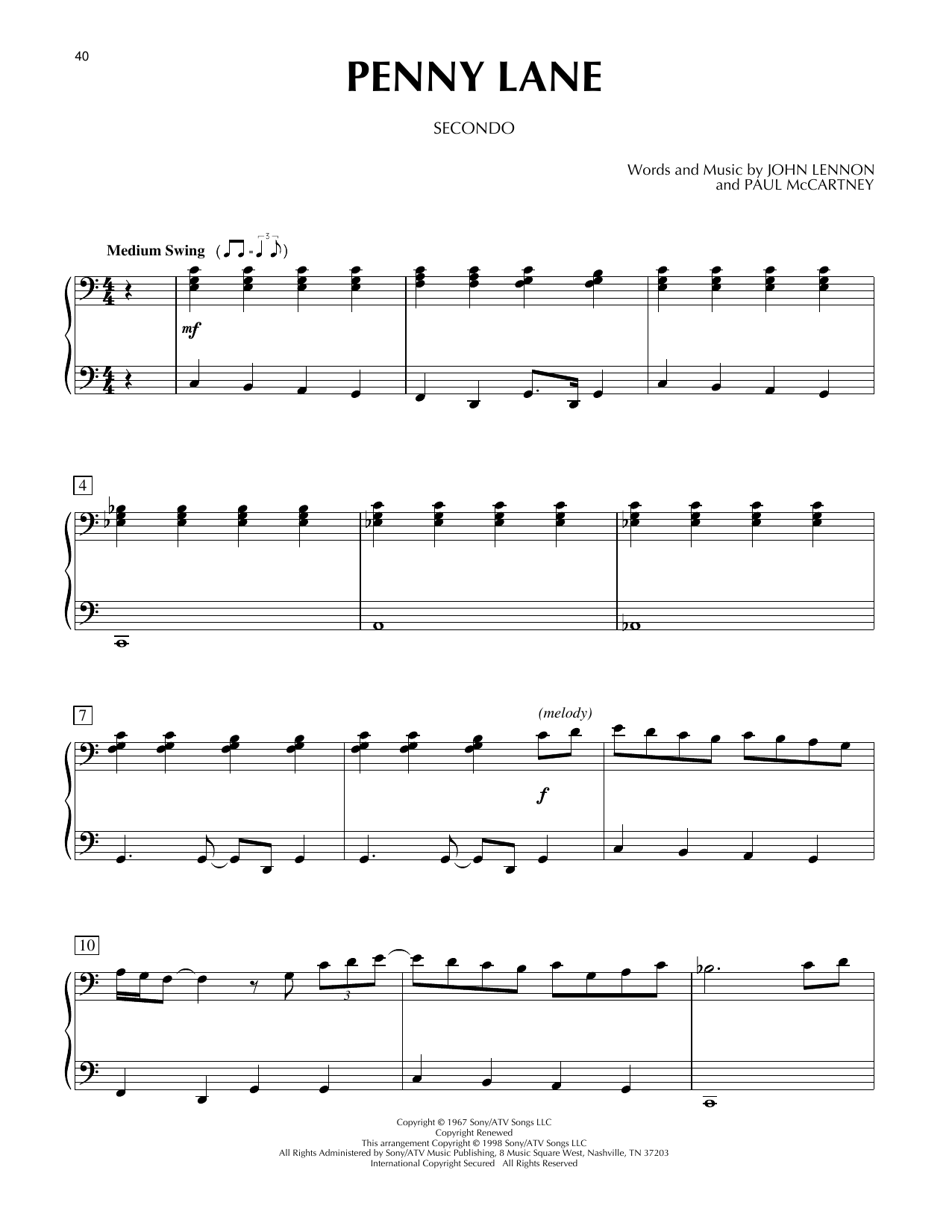 Produktgalerie: Seite 1 von 1 Penny Lane, The Beatles, Klavier