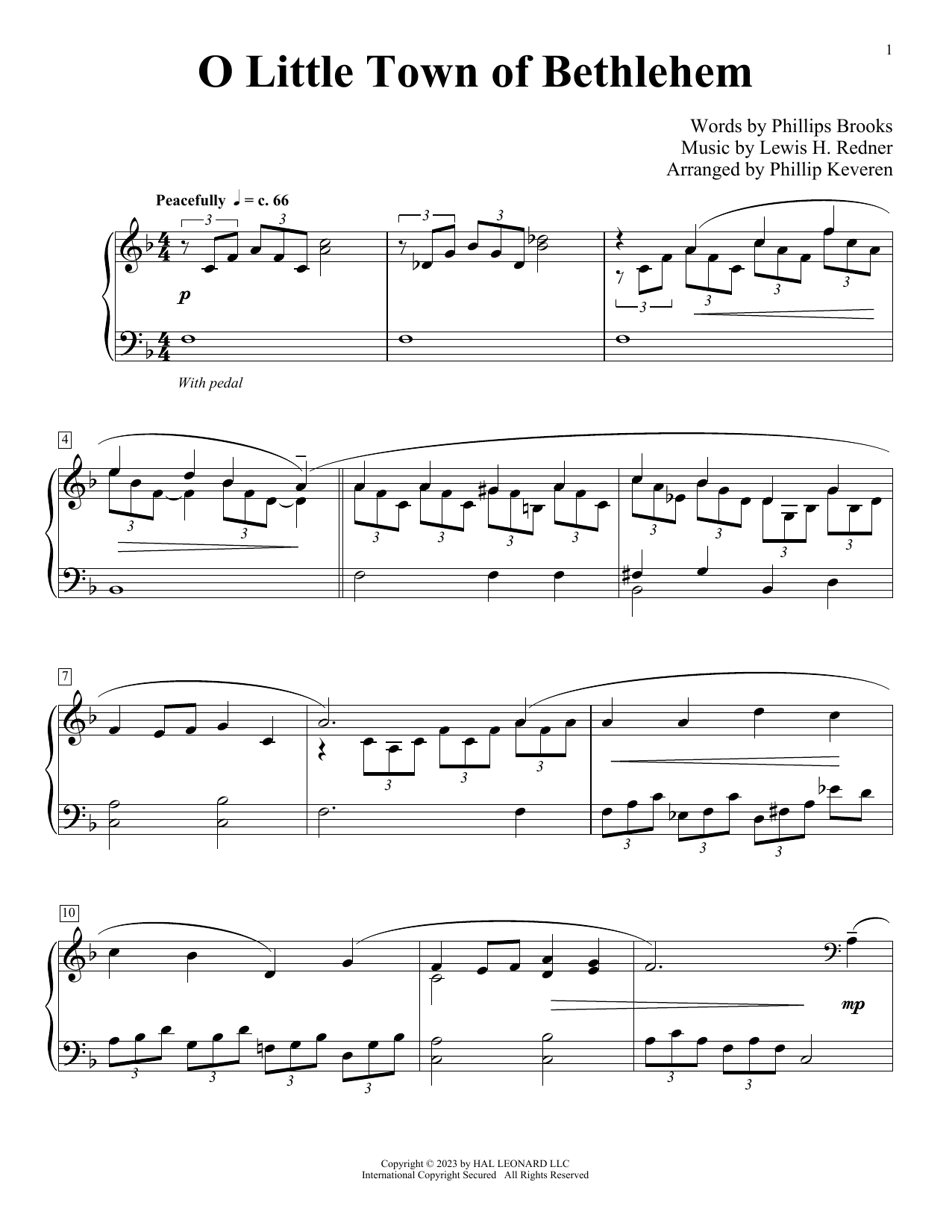 Produktbild zu: O Little Town Of Bethlehem (arr. Phillip Keveren)