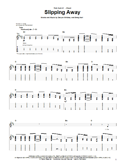 Produktgalerie: Seite 1 von 1 Slipping Away, Sum 41, Gitarre
