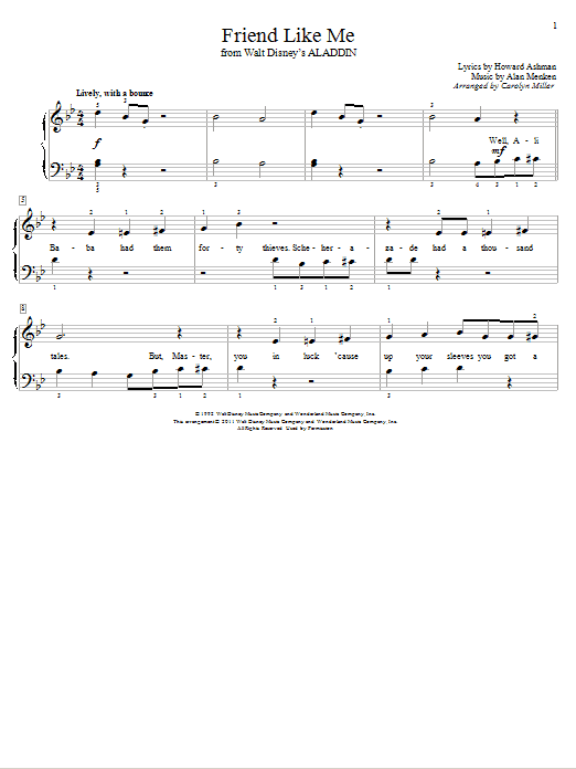 Produktbild zu: Friend Like Me (from Aladdin) (arr. Carolyn Miller)