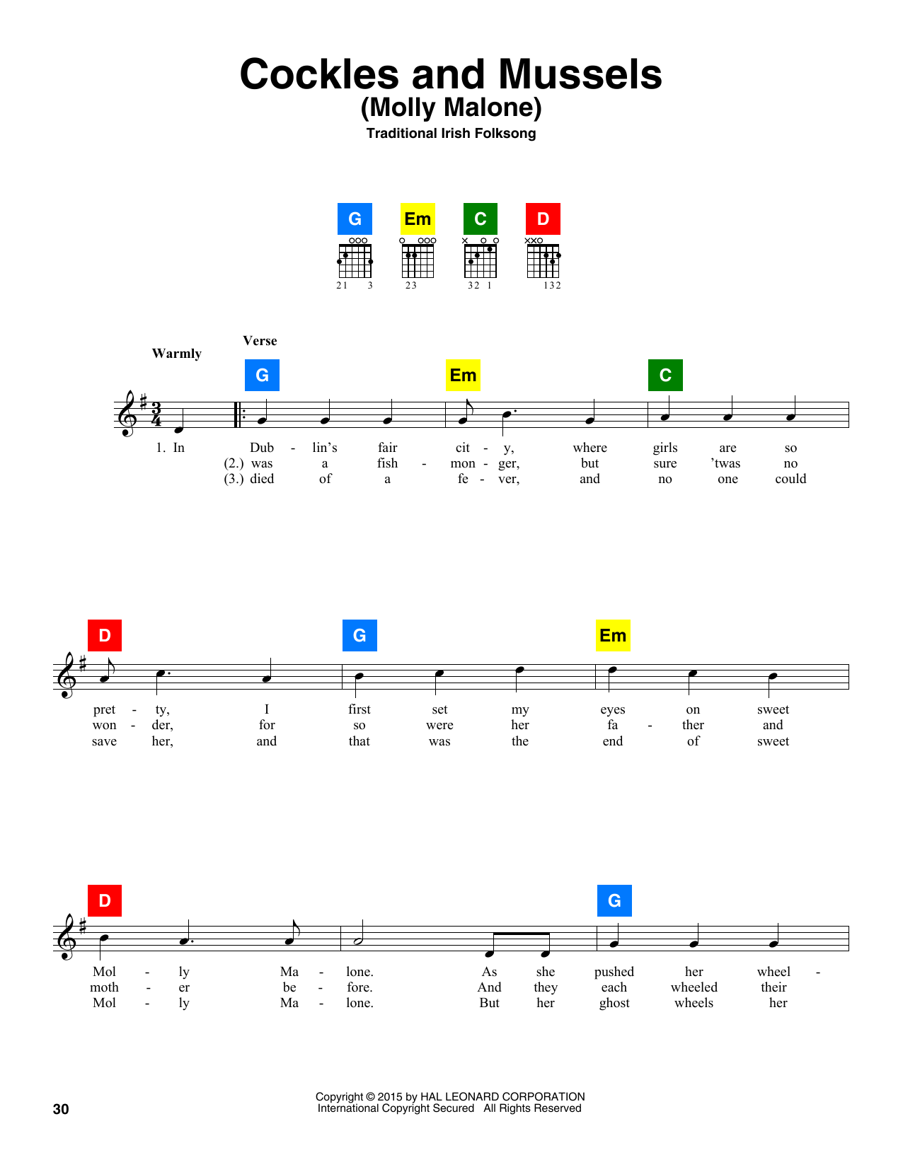 Produktgalerie: Seite 1 von 1 Cockles And Mussels (Molly Malone), Traditional Irish Folksong