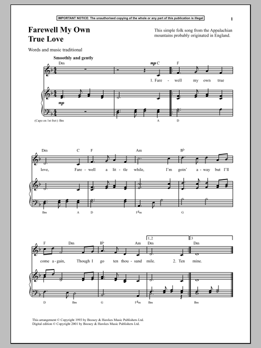 Product gallery: Page 1 of 1 Farewell My Own True Love, Traditional