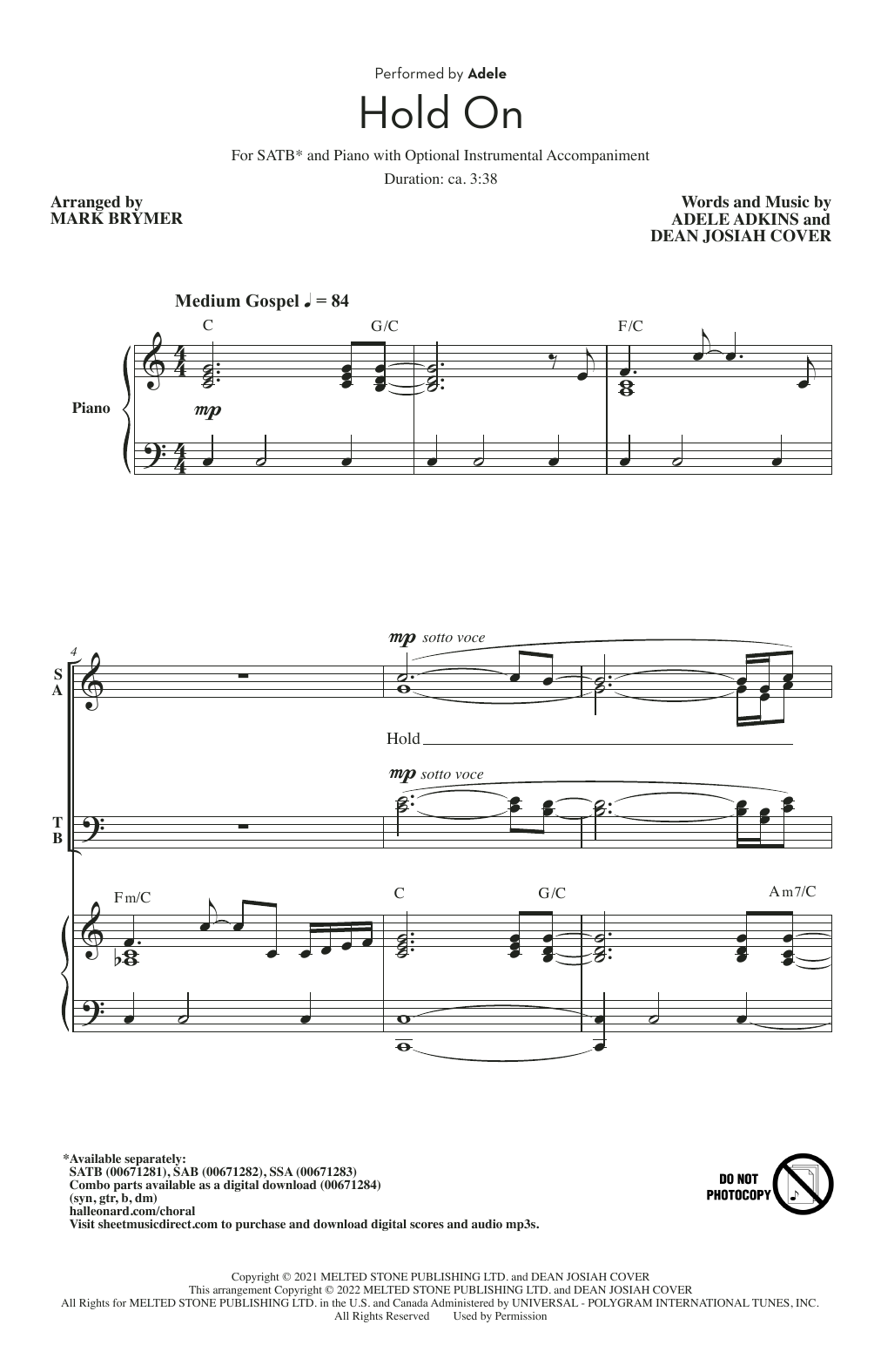 Produktbild zu: Hold On (arr. Mark Brymer)