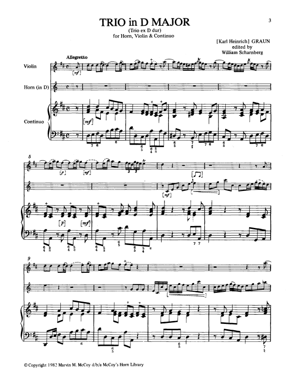 Produktgalerie: Seite 1 von 11 Trio in D-Dur, , Violine, Horn und Klavier/Cembalo BC