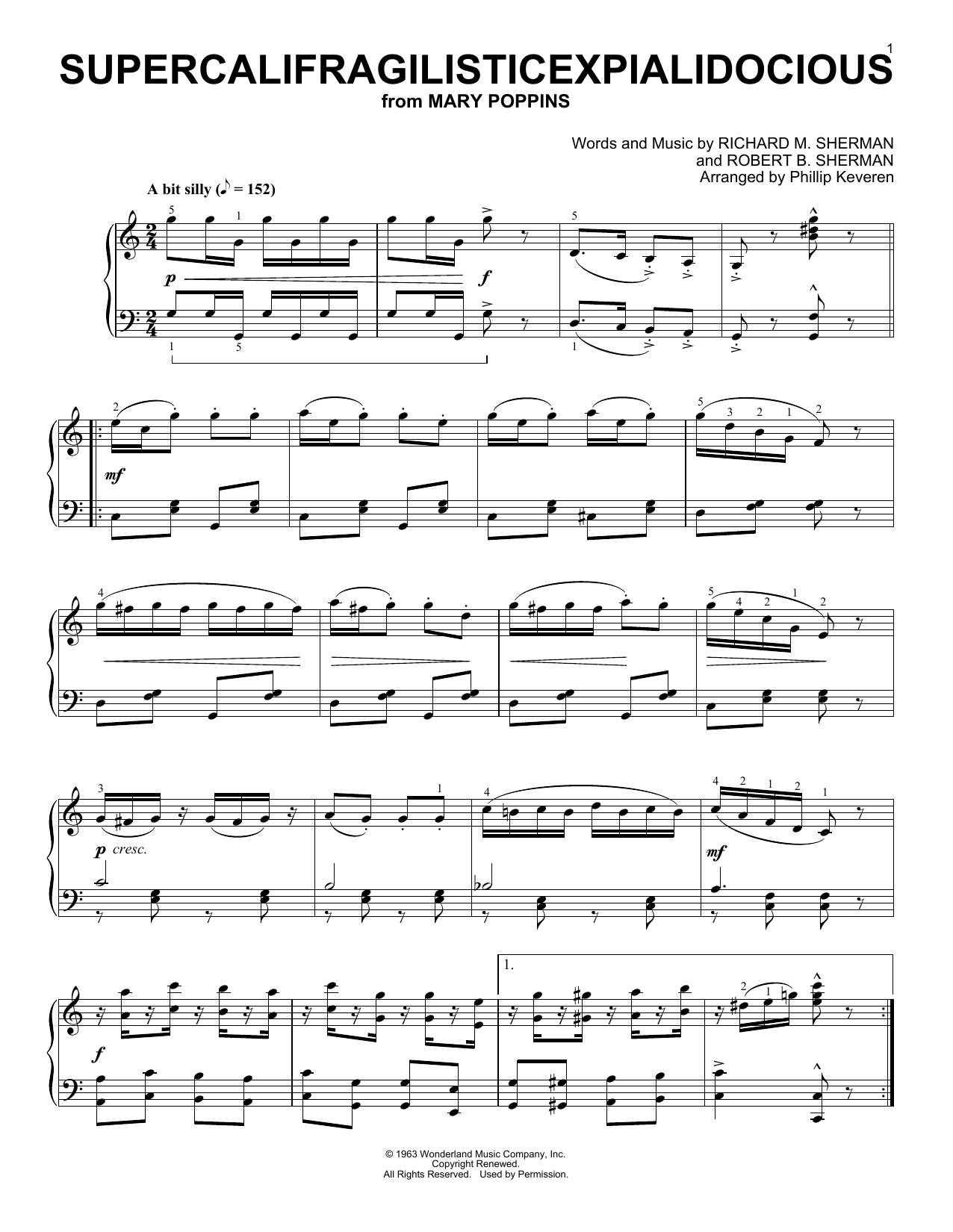 Product gallery: Page 1 of 1 Supercalifragilisticexpialidocious [Ragtime version] (from Mary Poppins) (arr. Phillip Keveren), Julie Andrews
