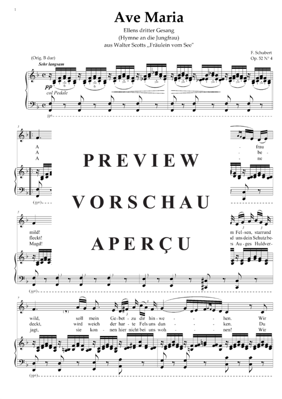 gallery: Ave Maria (Ellens Gesang III) , ,  D. 839 in F-Dur (Gesang tief + Klavier)