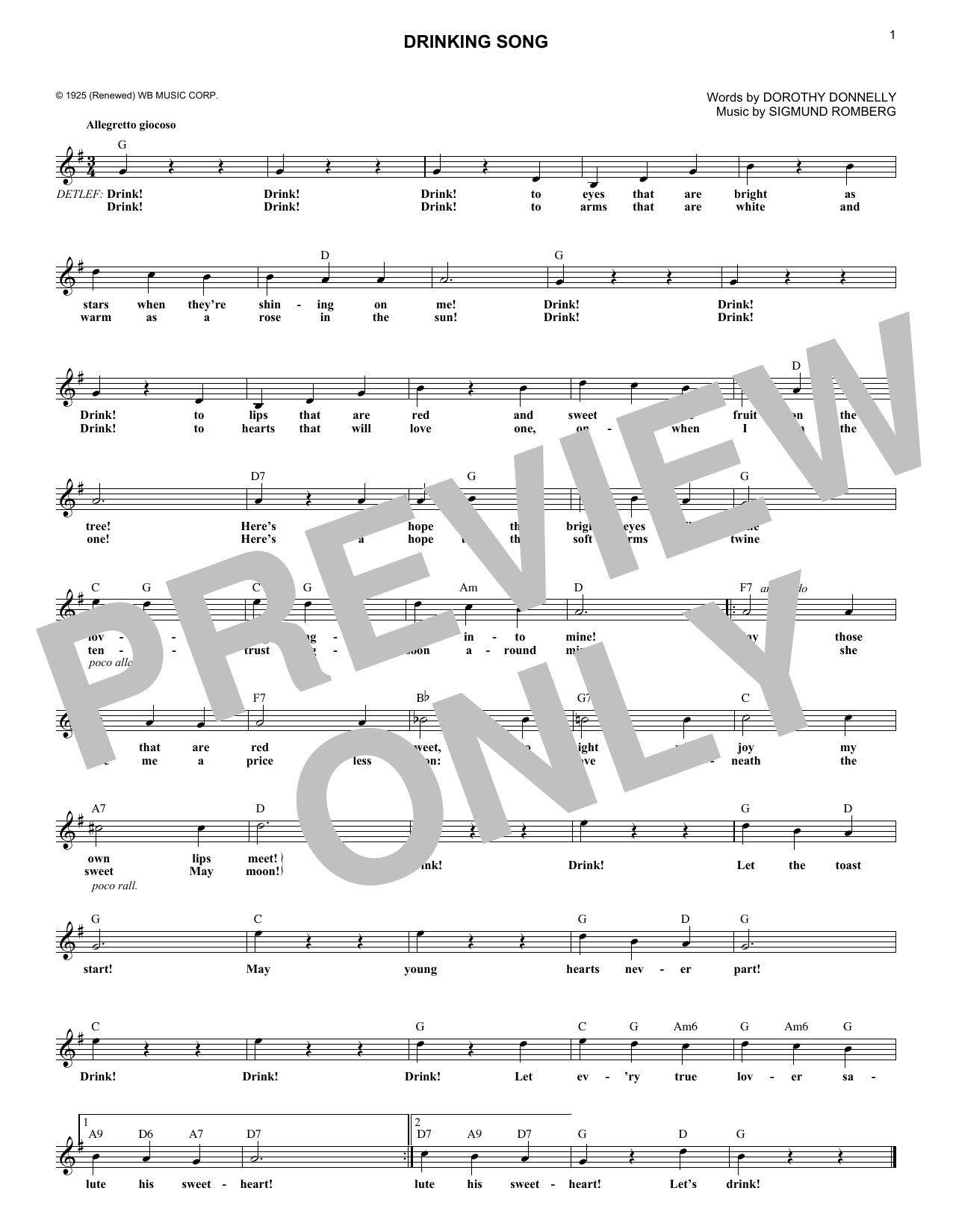 Product gallery: Page 1 of 1 Drinking Song, Dorothy Donnelly