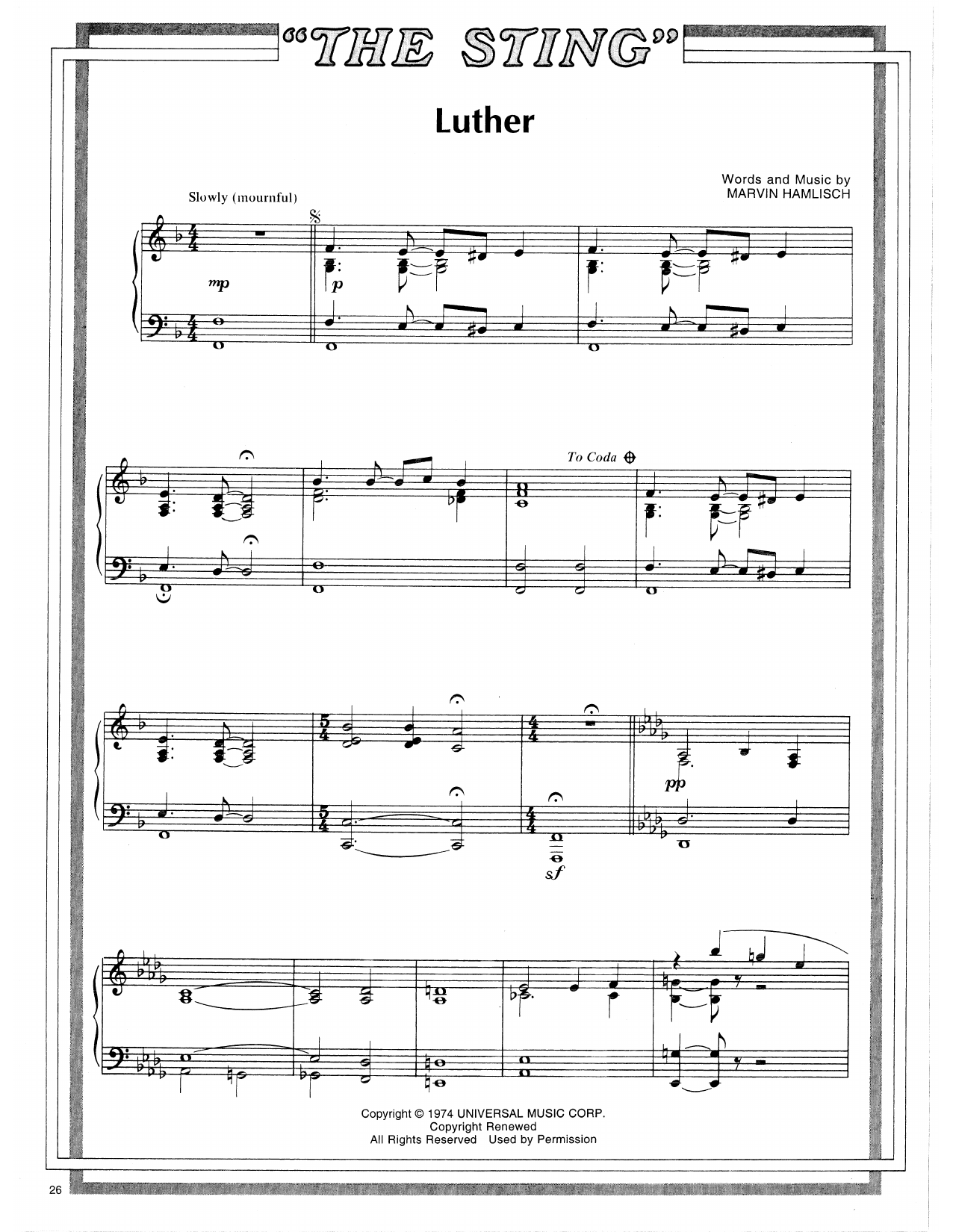 Produktgalerie: Seite 1 von 1 Luther (from The Sting), Scott Joplin, Klavier