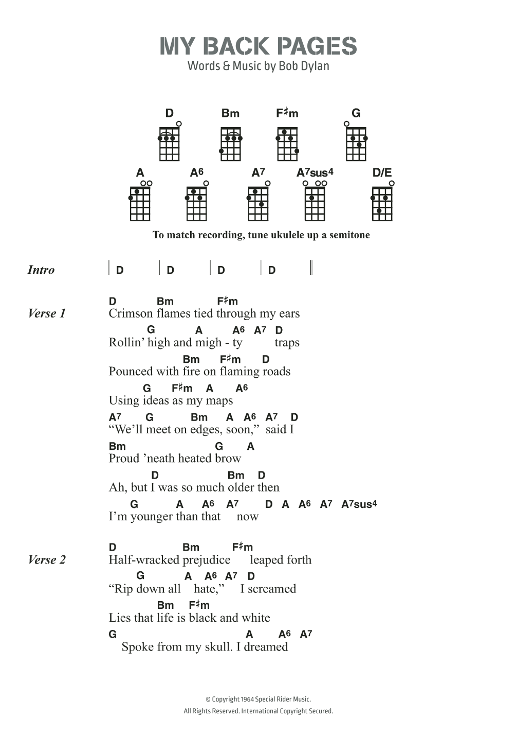 Produktgalerie: Seite 1 von 1 My Back Pages, Bob Dylan, Gesang, Gitarre, Klavier