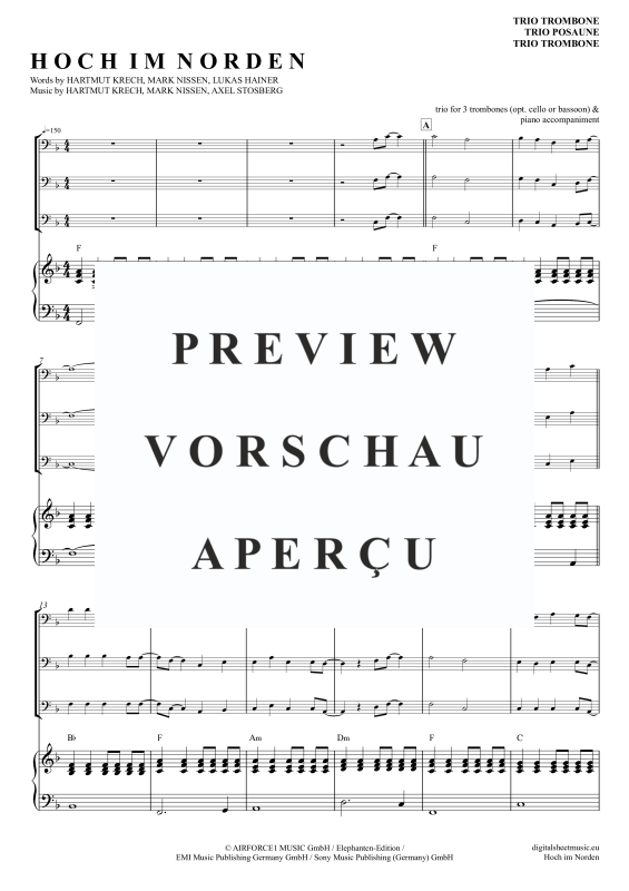 Produktgalerie: Seite 2 von 11 Hoch im Norden, Santiano, (Posaunen Trio + Klavier)