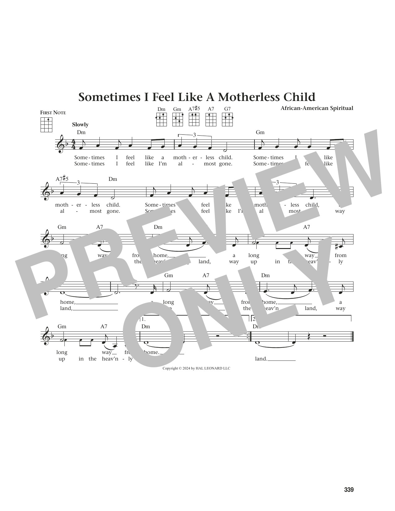 Produktgalerie: Seite 1 von 1 Sometimes I Feel Like A Motherless Child (from The Daily Ukulele) (arr. Jim Beloff), Traditional, Ukulele