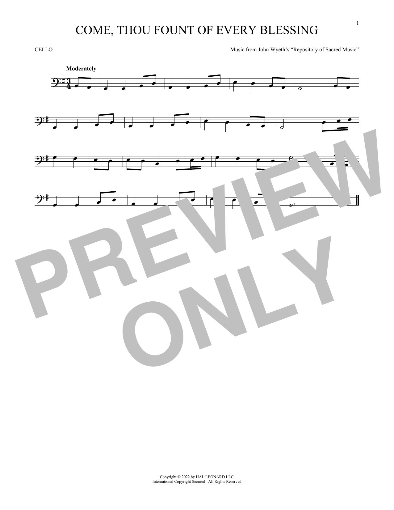 Produktgalerie: Seite 1 von 1 Come, Thou Fount Of Every Blessing, Robert Robinson, Violoncello