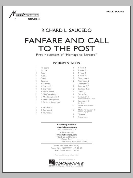 Product picture to: Fanfare and Call to the Post - Conductor Score (Full Score)