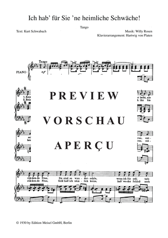 Produktgalerie: Seite 4 von 4 Ich hab für Sie ne heimliche Schwäche, 	, Klavier und Gesang