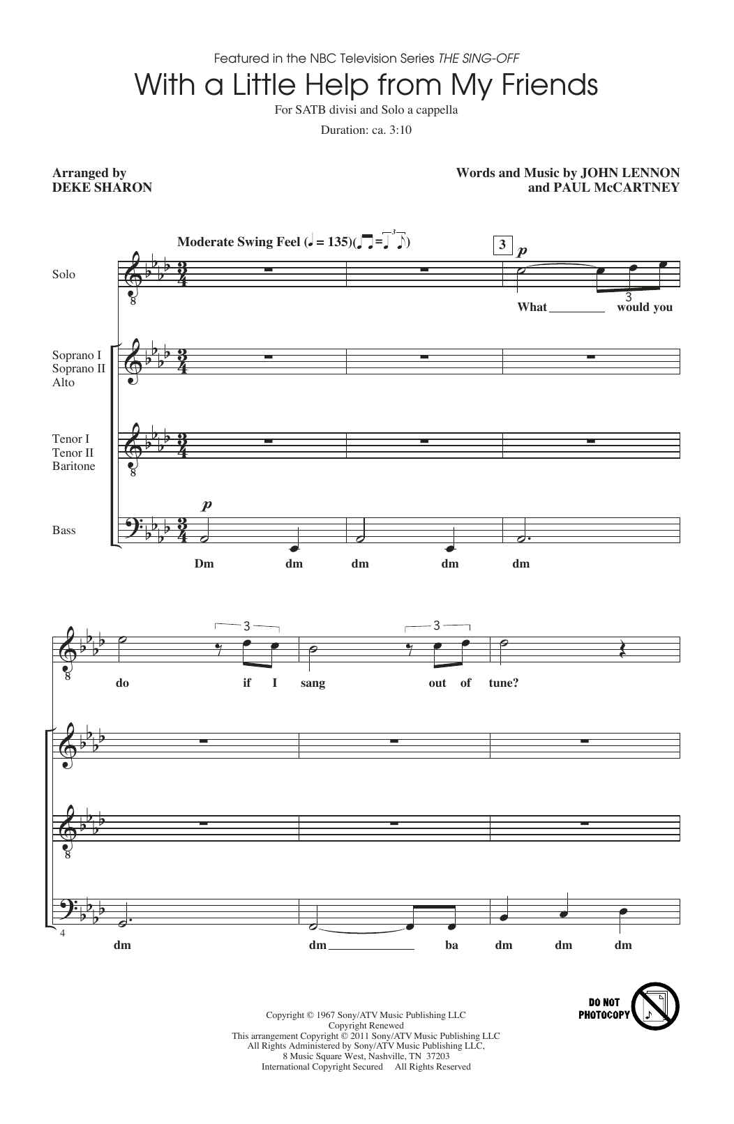 Product picture to: With A Little Help From My Friends (from The Sing-Off) (arr. Deke Sharon)
