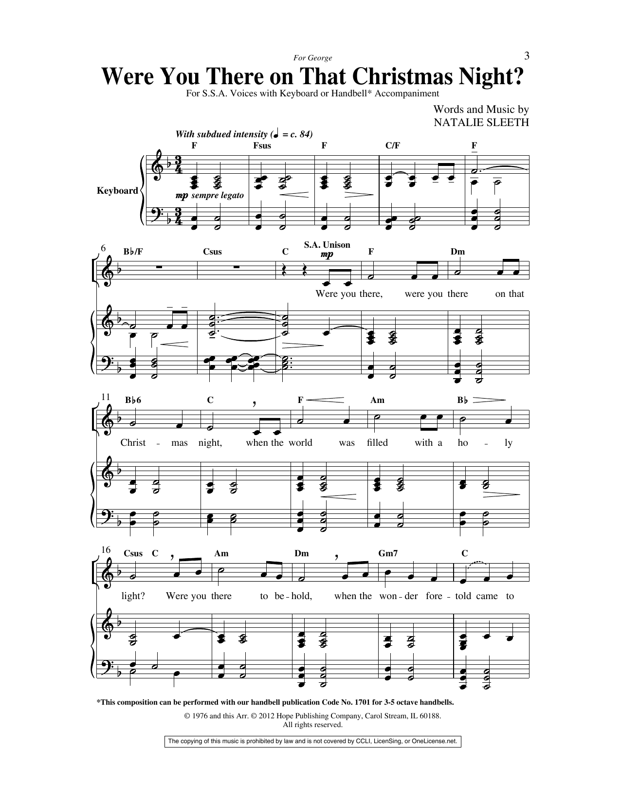 Produktgalerie: Seite 1 von 1 Were You There On That Christmas Night?, NATALIE SLEETH, Chor