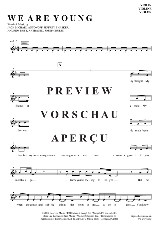 Product gallery: Page 2 of 4 We are young , Fun, (violin)