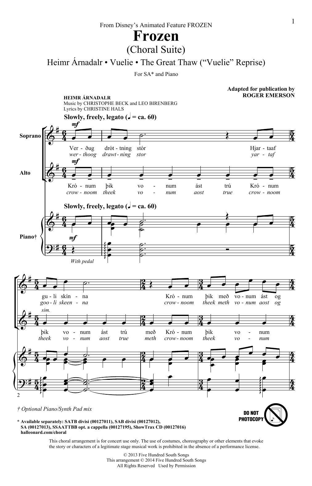 Produktbild zu: Frozen (Choral Suite)
