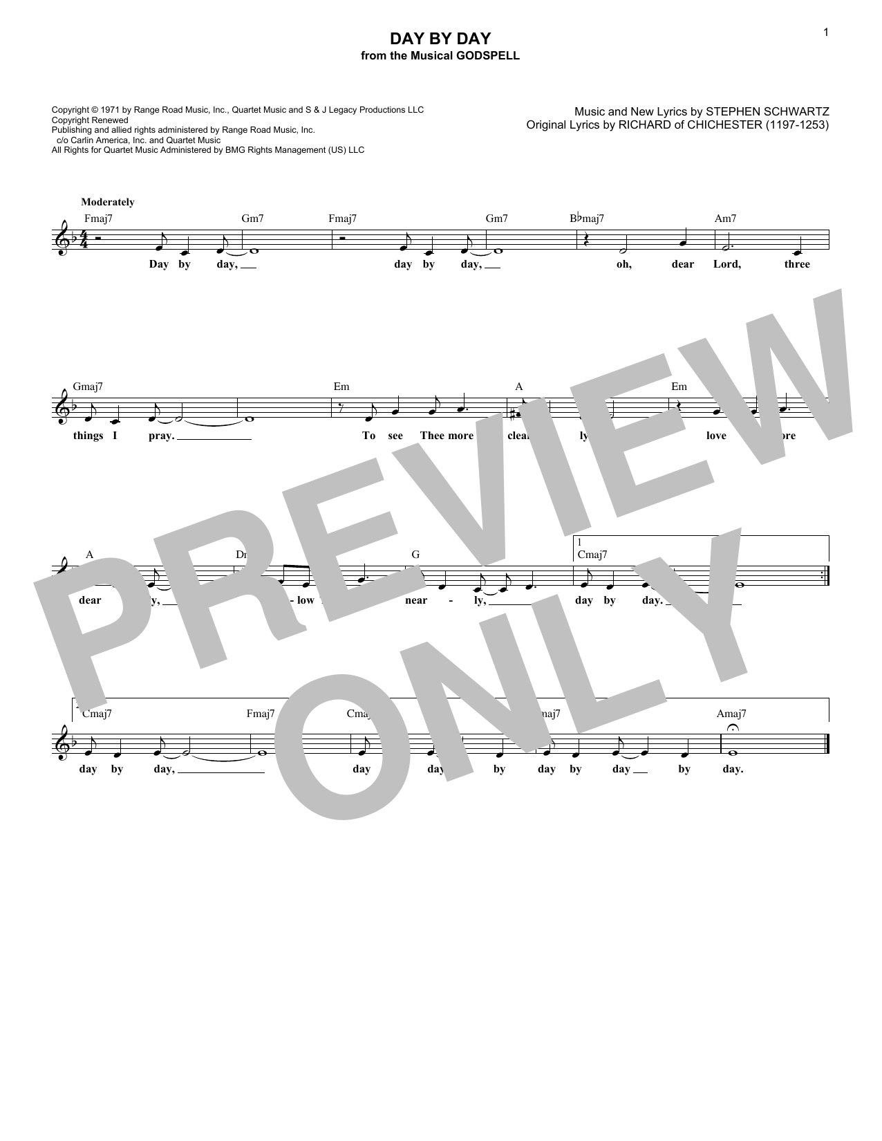 Product gallery: Page 1 of 1 Day By Day (from Godspell), Stephen Schwartz