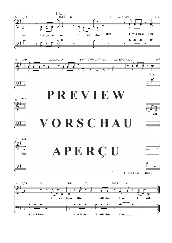 gallery: I Will Bless the Lord, , Gemischter Chor SAM/Solo opt. und Klavier