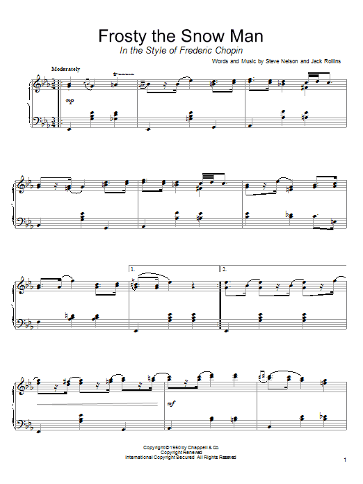 Product picture to: Frosty The Snow Man (in the style of Frederic Chopin) (arr. David Pearl)
