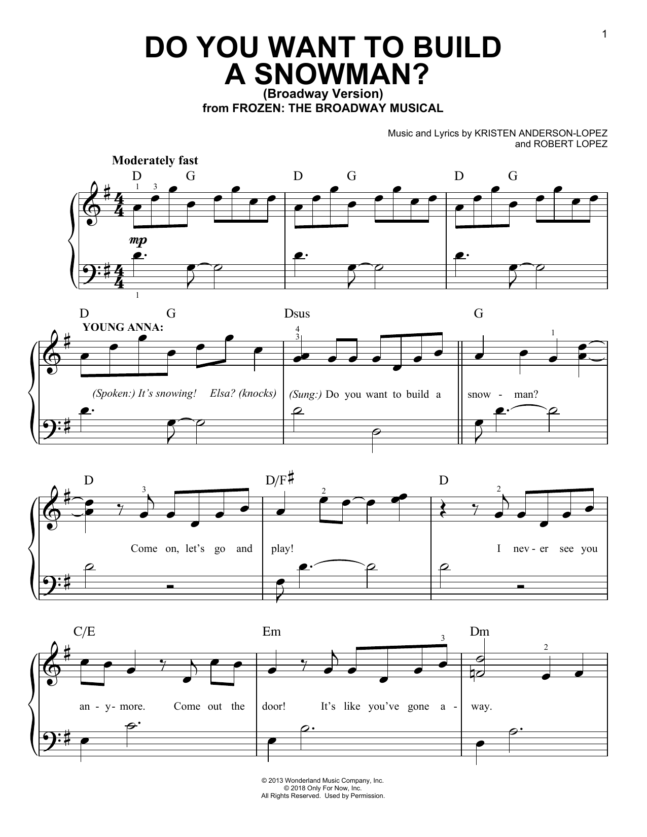 Produktbild zu: Do You Want To Build A Snowman? (Broadway Version)