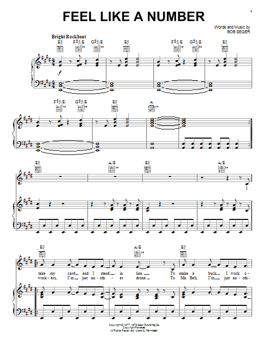 Produktgalerie: Seite 1 von 1 Feel Like A Number, Bob Seger, Gesang, Gitarre, Klavier