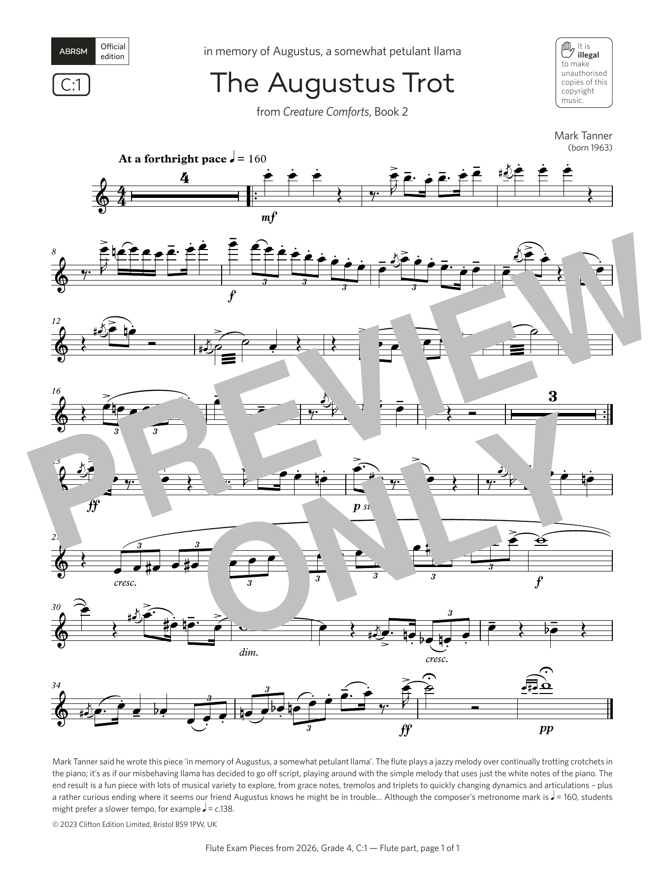 Product gallery: Page 1 of 1 The Augustus Trot (Grade 4, list C1, from the ABRSM Flute Syllabus from 2026), Mark Tanner