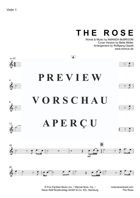 Product gallery: Page 9 of 11 The Rose, Midler, Bette, Trio For 3 Violins V V V/Viola and Piano/Organ, Cello (Optional) - Single Version