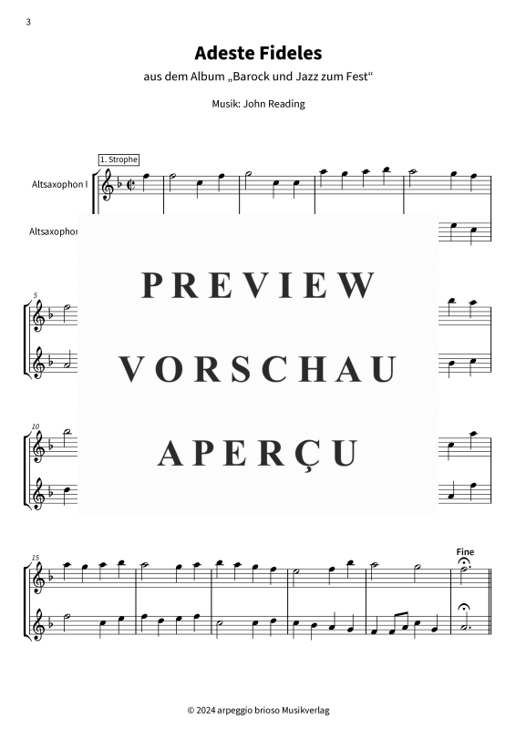 Product gallery: Page 5 of 8 Adeste Fideles - aus dem Album Barock und Jazz zum Fest, , (Duet 2x alto saxophone)